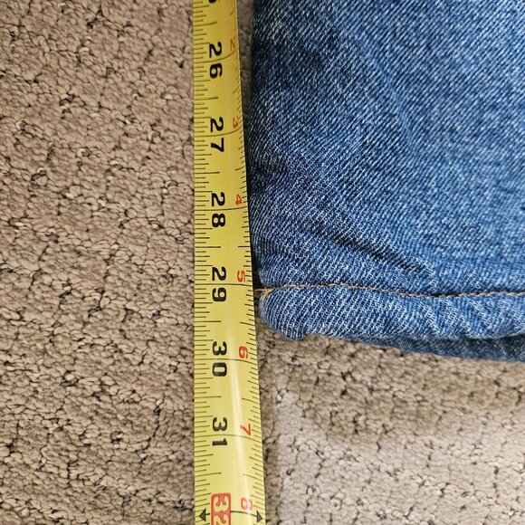 Wrangler Jeans Mens 44X30 Rugged Wear Red Fleece Lined Workwear Blue Denim - Picture 10 of 10